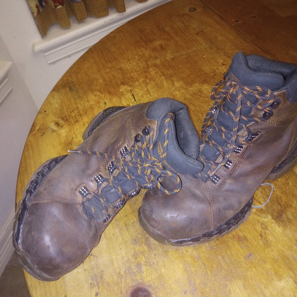 Men's Brown Leather Steel Toe Work Boots